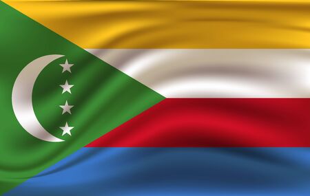 Comoros flag background with cloth texture. Comoros flag vector illustration.