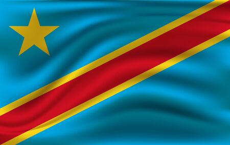 3D Waving Flag of Democratic Republic of the Congo. EPS 10のイラスト素材