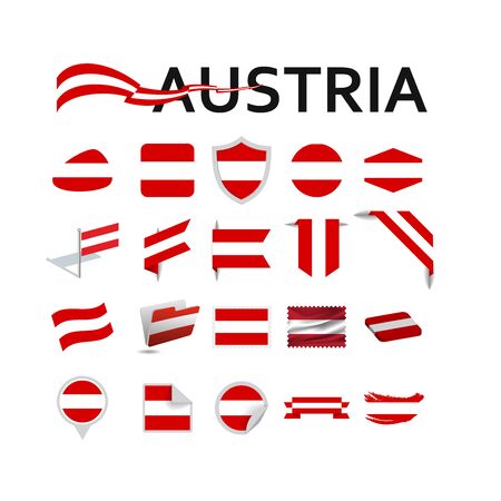 Austria flag vector icons and logo design elements with the Austrian flagのイラスト素材