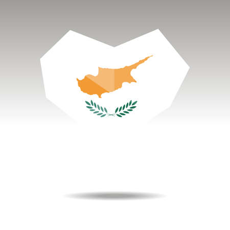Vector Crystal gemstone jewelry heart with the flag of Cyprus. Flat logo style is a symbol of Cyprus  love. Constitution day.のイラスト素材
