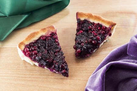 Two pieces of cow berry pie.の写真素材