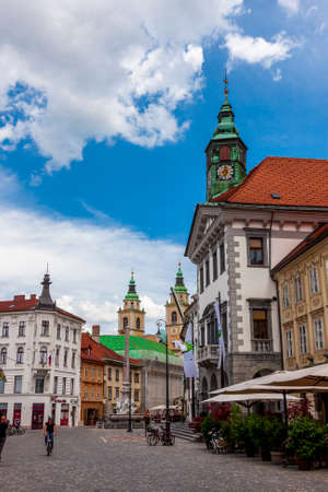 Ljubljana Town Hall in Gothic style was built in 1484 in the old townのeditorial素材
