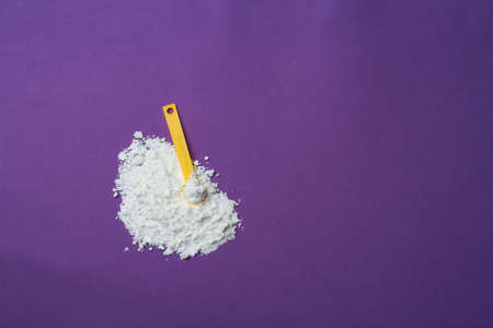 sports supplement creatine powder on black background copy spaceの写真素材