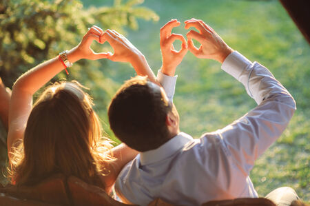 heart shape from couple handsの写真素材