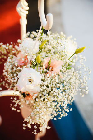 wedding decor at restaurant with all beauty and flowersの写真素材