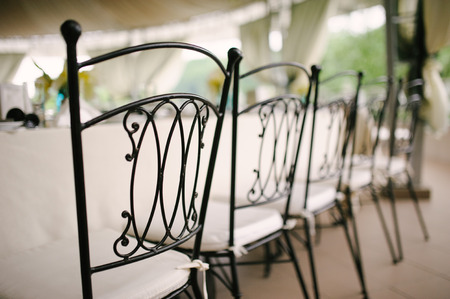 Wedding chairs beautiful decorated with decor agencyの写真素材