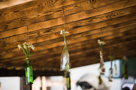 wedding decor at restaurant with all beauty and flowersの写真素材