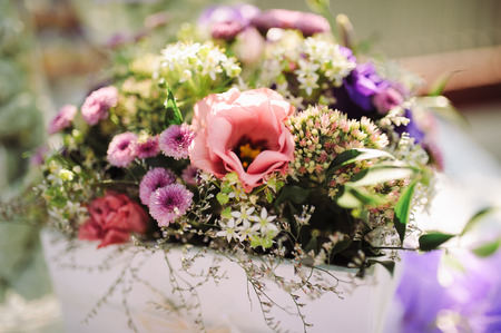 wedding decor at restaurant with all beauty and flowersの写真素材