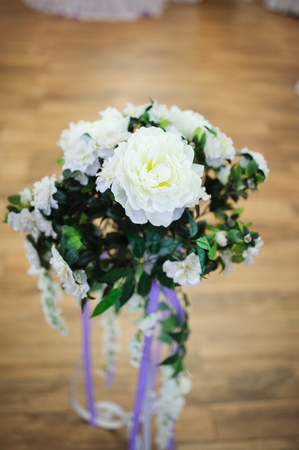 wedding decor at restaurant with all beauty and flowersの写真素材