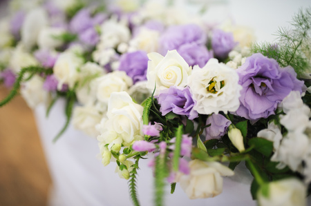 wedding decor at restaurant with all beauty and flowersの写真素材