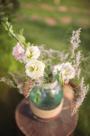 wedding decor at restaurant with all beauty and flowersの写真素材