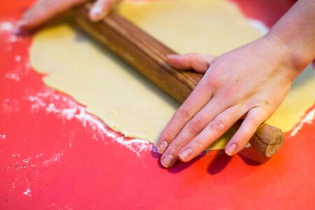 Dough and Rolling Pin kitchen workの写真素材