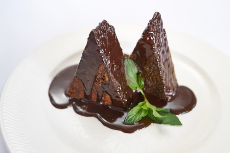 Poppy seed cake on white plate studio shotの写真素材