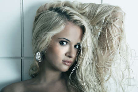 Beauty young blond womanの写真素材