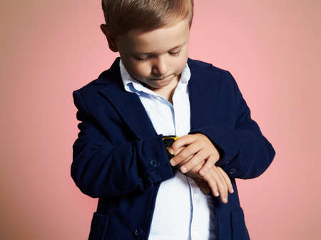 fashionable little boy.stylish kid in suit. fashion children.business boyの写真素材