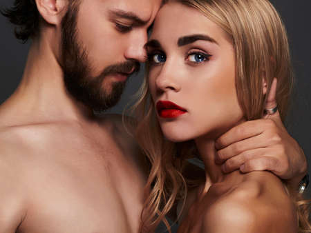 lovely beautiful couple.sexy woman and handsome man.boy and girl togetherの写真素材