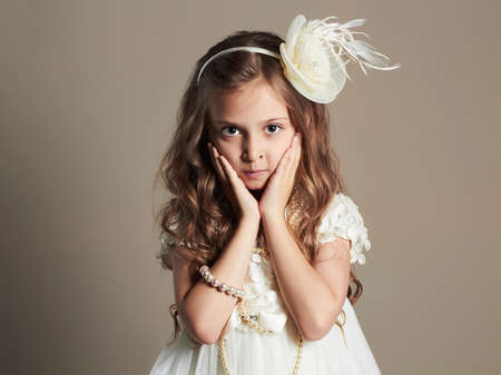 fashion Portrait of cute little girl in princess dress.beautiful childの写真素材