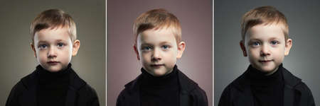Beauty collage.school boy. Fashion photo. Funny childの写真素材