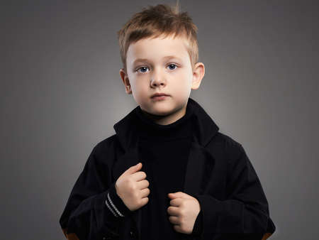 fashion portrait of child. handsome little boy.spring wear fashionable kidsの写真素材