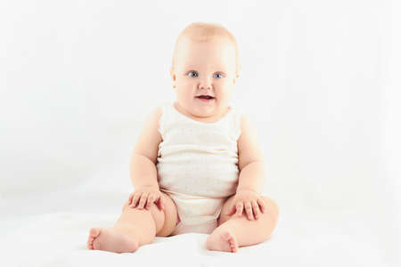 baby girl. little funny child.newbornの写真素材