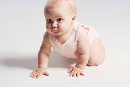 baby girl. little funny child.newbornの写真素材