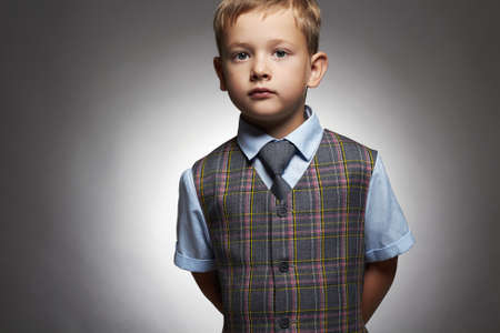 fashionable little boy.stylish child in suit and tie. fashion childrenの写真素材