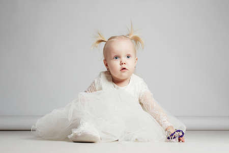 little baby princess girl. funny childの写真素材