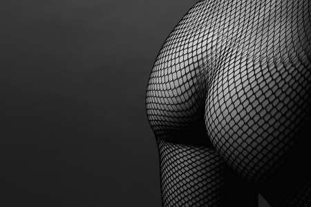 sexy back of nude girl in Stockings. woman bootyの写真素材