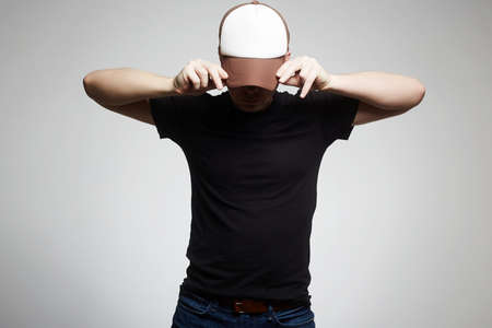 Fashionable Man in Cap. Casual Style Hipster Boy in hat. Without Faceの写真素材