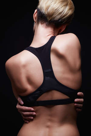beautiful female back. beautiful fitness woman. beautiful sport girlの写真素材