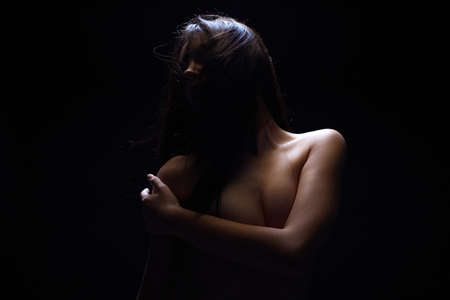 sexy body Girl. Nude Woman with flying Hair. Beautiful Sexy Naked Girl