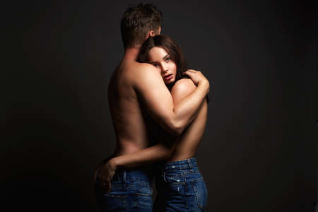 lovely beautiful couple. sexy woman and handsome man. boy and girl togetherの写真素材