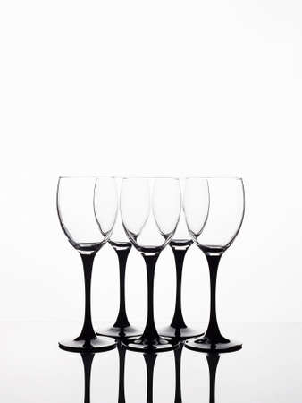 Empty wine glasses on a white background. beautiful still life. wine glasses. art posterの写真素材