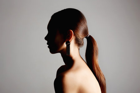 Beautiful woman silhouette. sensual amazing model girl in shadow. beauty fashion portraitの写真素材