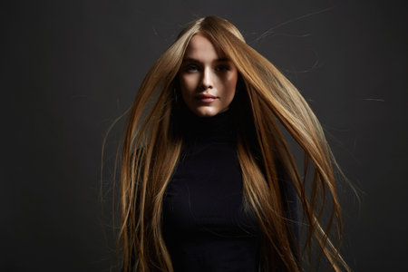 beautiful blond hair woman. beauty portrait of girl with Healthy Hairの写真素材