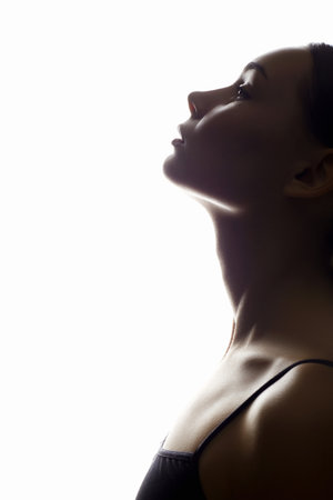 profile of Beautiful Woman. Face of Girl. Female body silhouetteの写真素材