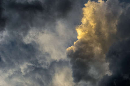 Dramatic sunset sky with colorful clouds after thunderstorm
