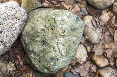 Close up of stones on a mountain river bank, colorful texture background, sunny summer dayの写真素材