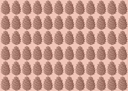 Faded Vintage Cedar Cones Pattern, Light Brown Background. Christmas And New Year Greeting Card, Banner, Cover, Gift Wrapping Paper Concept.の写真素材