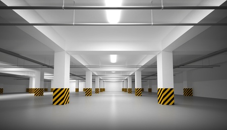 Abstract empty white underground parking interior Abstract empty white underground parking interior