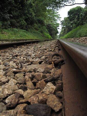 A low angle shot of railway tracksの写真素材
