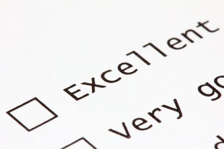 Macro view of a survey question, focussing on the word "excellent"の写真素材