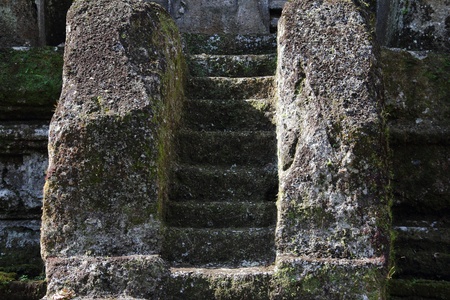 Stone steps found in an ancient Balinese templeの写真素材