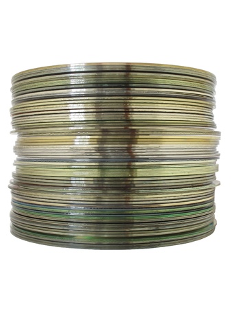 A stack of CDs isolated on a white background