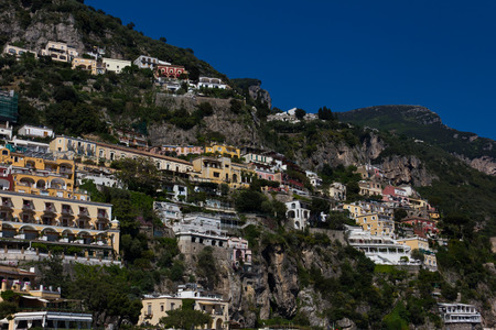 Resorts and houses of Positano, a famous town on the Amalfi Coast in Italyの写真素材