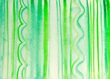 water color abstract background illustration with green stripsの写真素材