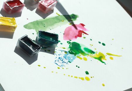 photo of water color art process in creative Studioの写真素材