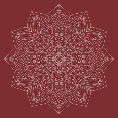 vector line art of round decorative mandalaのイラスト素材