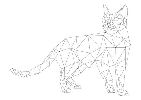 simple line vector polygone art of catのイラスト素材