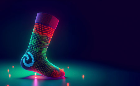 neon socks icon. Clothing elements in neon style icons. Place to copy. Simple icon for websites, web design, mobile app, info graphicsの素材